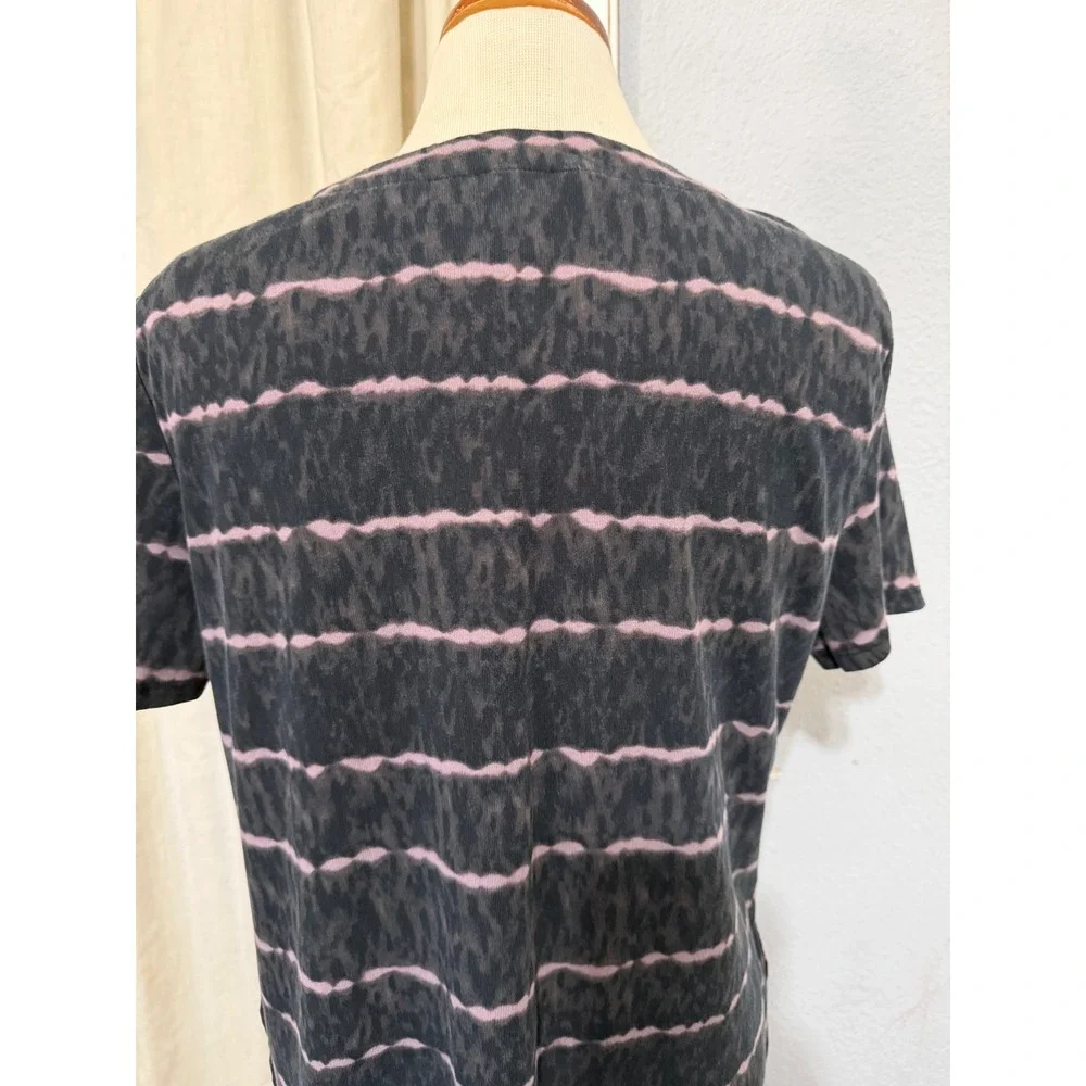 Ellen Tracy Lagenlook Midi Dress L Pima Cotton Animal Stripe T-Shirt Black Combo